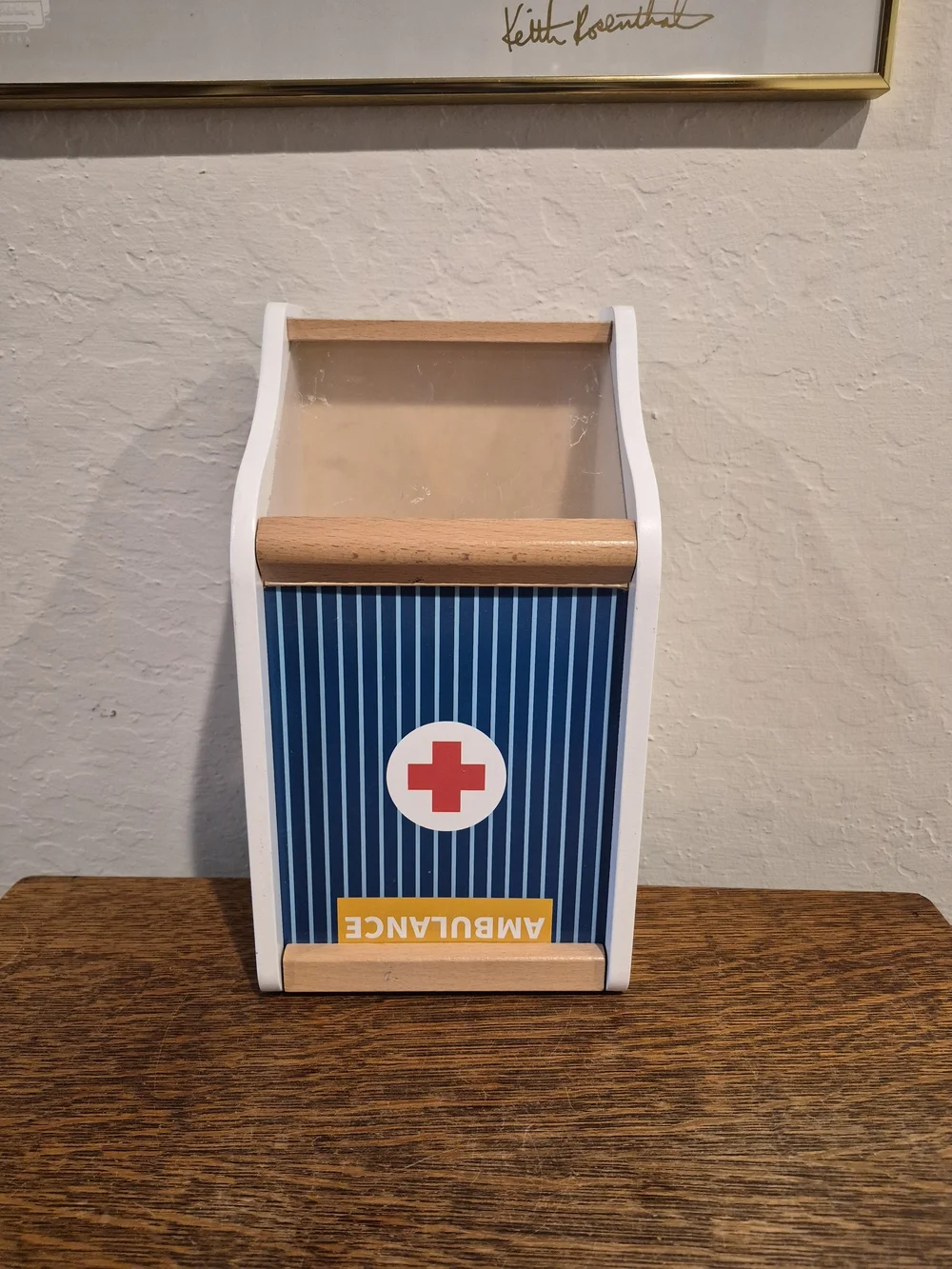 Wooden Toy Ambulance - White and Light Blue Kids Vehicle